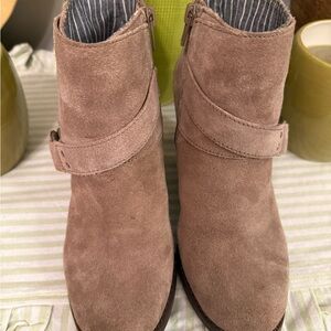 Lucky Brand Taupe Suede Ankle Booties